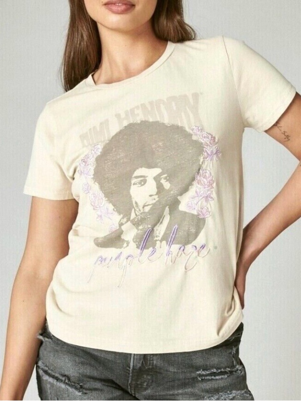 Lucky Brand Jimi Hendrix "Purple Haze" Embroidered Classic Crew Tee — Size XL
